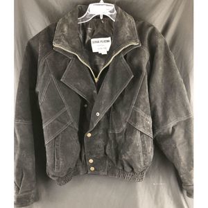 Serge Platini Black Leather Jacket - Size Medium Zip up front Made in Milan